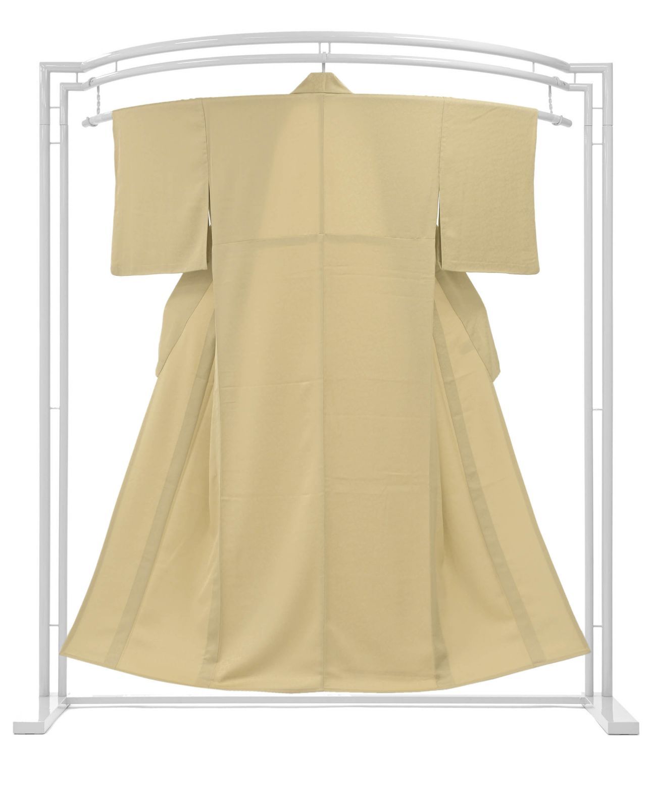 東レシルック｜単衣仕立て｜色無地｜居敷当付き｜花の吹き寄せ 白橡色｜身丈160 裄68｜1558763