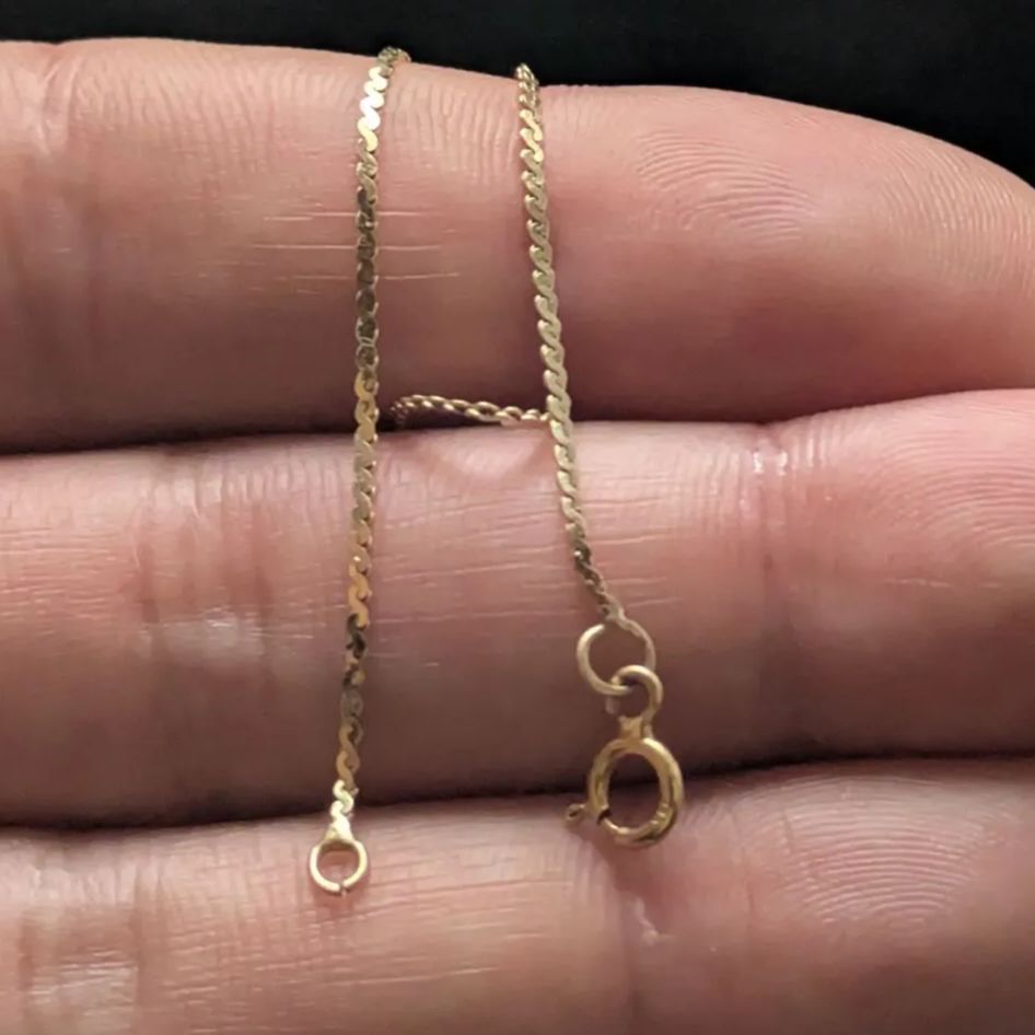14K 刻印 イエローゴールド サーペンタイン フラット スネーク