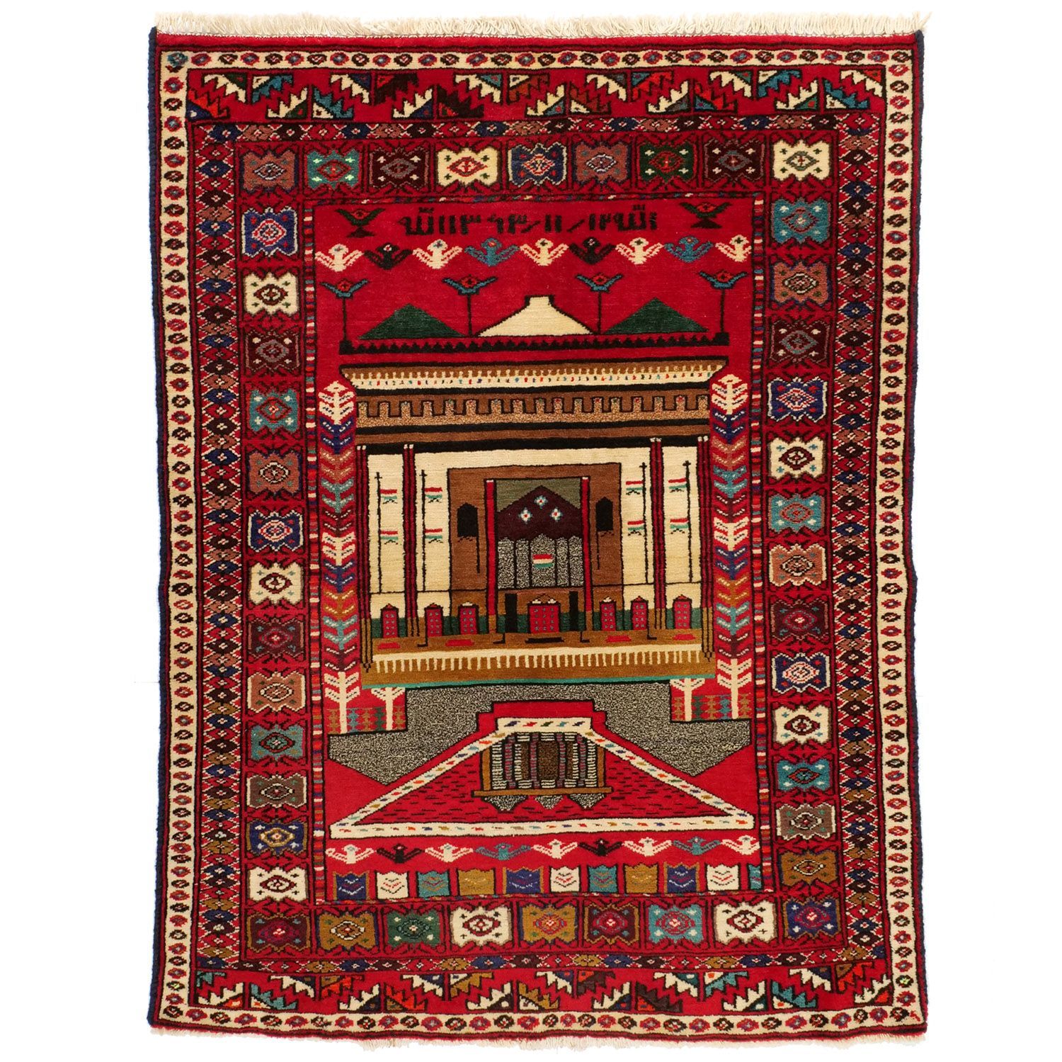 ペルシャ絨毯・148×113 セミアンティークラグ1970年代草花文様