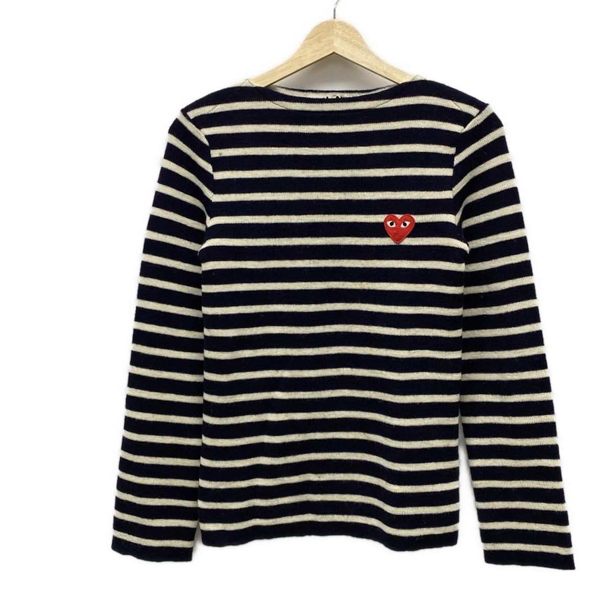 PLAY COMMEdesGARCONS プレイコムデギャルソン 長袖セーター サイズS - 白×ネイビー クルーネック|ボーダー