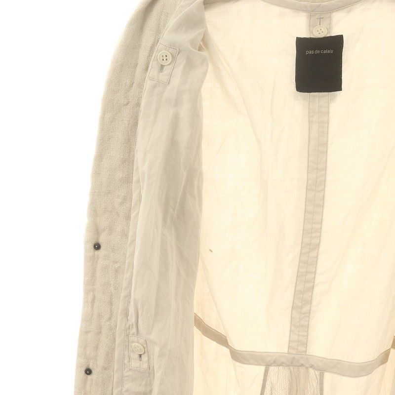 美品 パドカレpas de calais リネン ロング ガウンコート アウター ☆美品 pas de calais パドカレ リネン ロング ガウン コート36