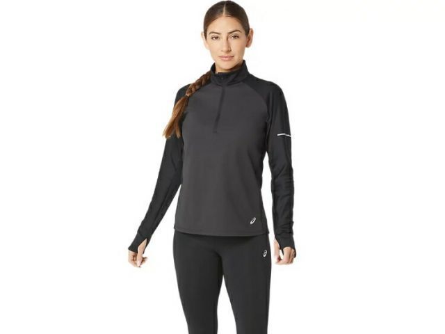 asics アシックス WS RUNNING WINDBLOCK HARF パフォーマンスブラック S 2012C880 1 | スポーツウェア スポーツ 衣類 服 ウエア ウェア 女性 レディース トップス シャツ 長袖 防風 保温 ハーフジップ ジッ