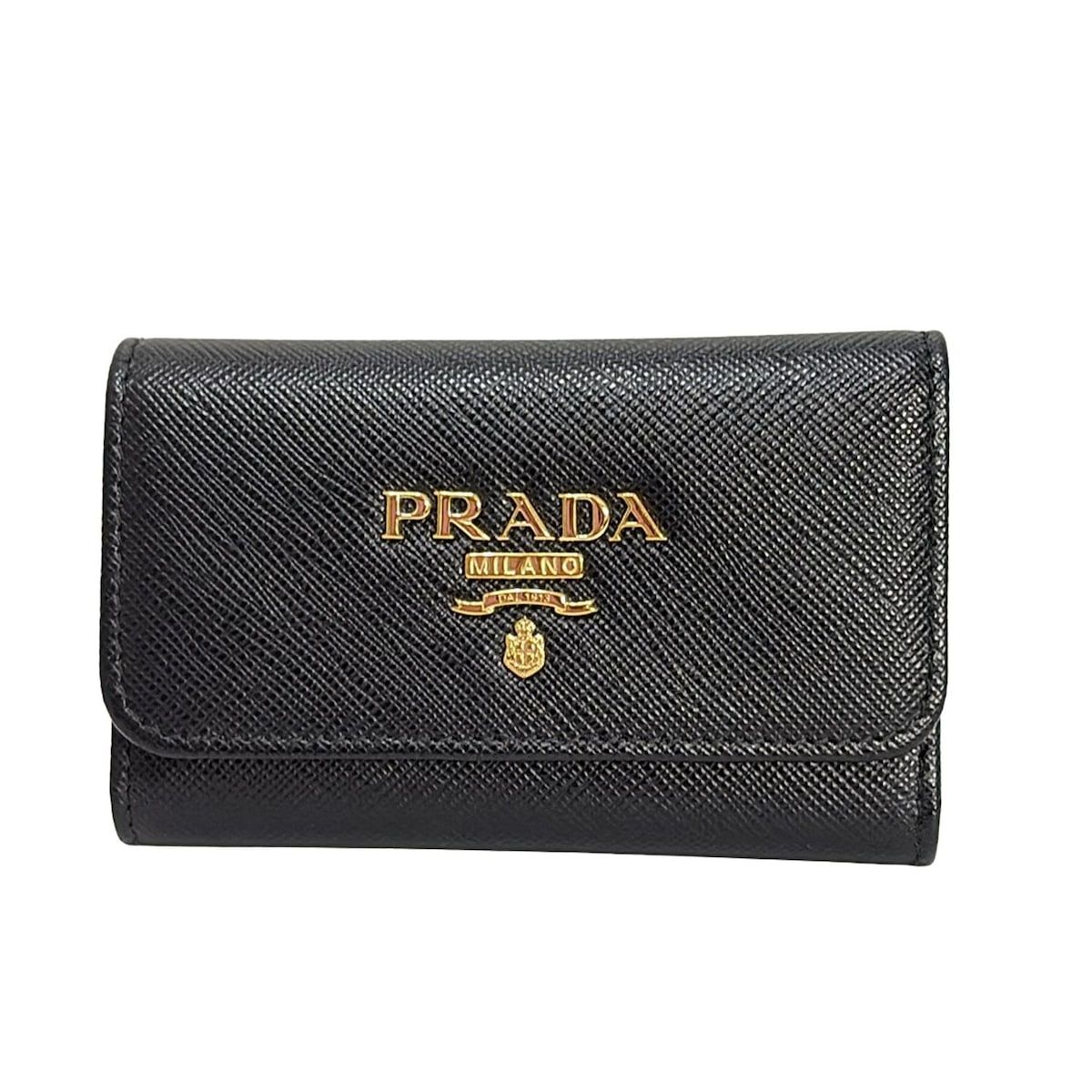 PRADA プラダ キーケース - 1PG004 黒 4連フック|キーリング付き レザー