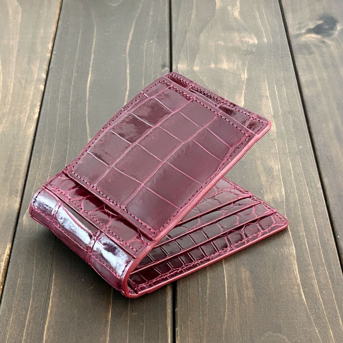 クロコダイル 無双 マネークリップ ボルドー