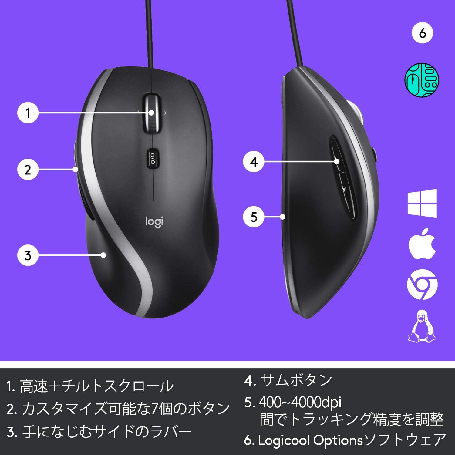 新品 Logicool(ロジクール) 有線 マウス M500s 高速スクロールホイール