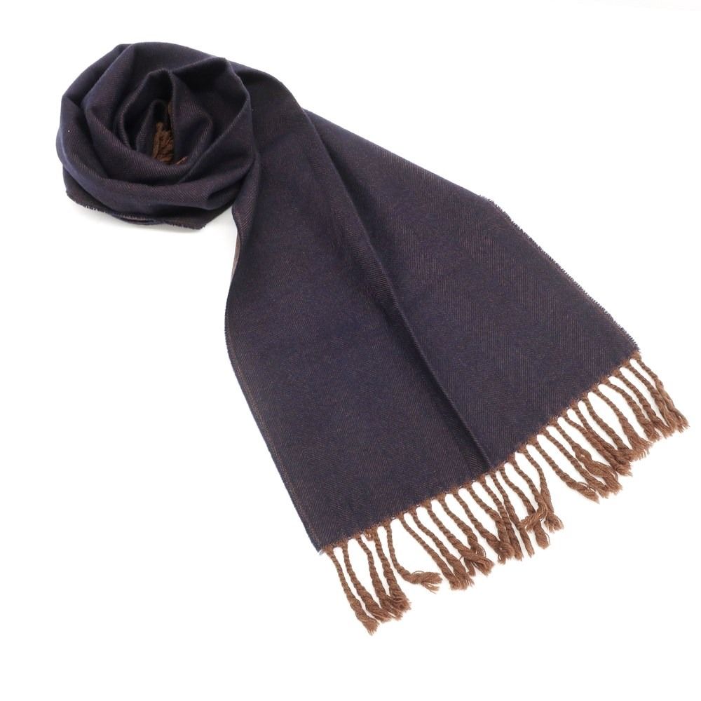 【新品】Ermenegildo Zegna マフラー ネイビー ウール ロゴ ゼニア マフラー ネイビー ウール ErmenegildoZegna