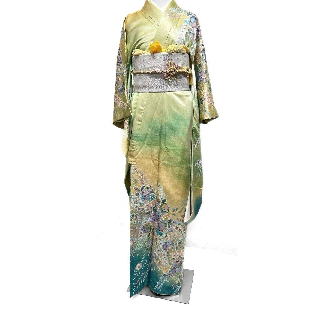 作家もの 銀通し 辻ヶ花 藤の花 振袖 襦袢セット 晴れの日 着物 032a p 
