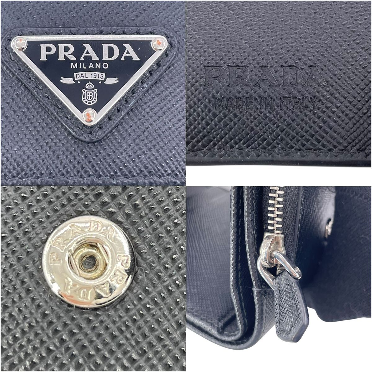 中古】 PRADA プラダ サフィアーノレザー 1MH044 3折財布 コンパクト 