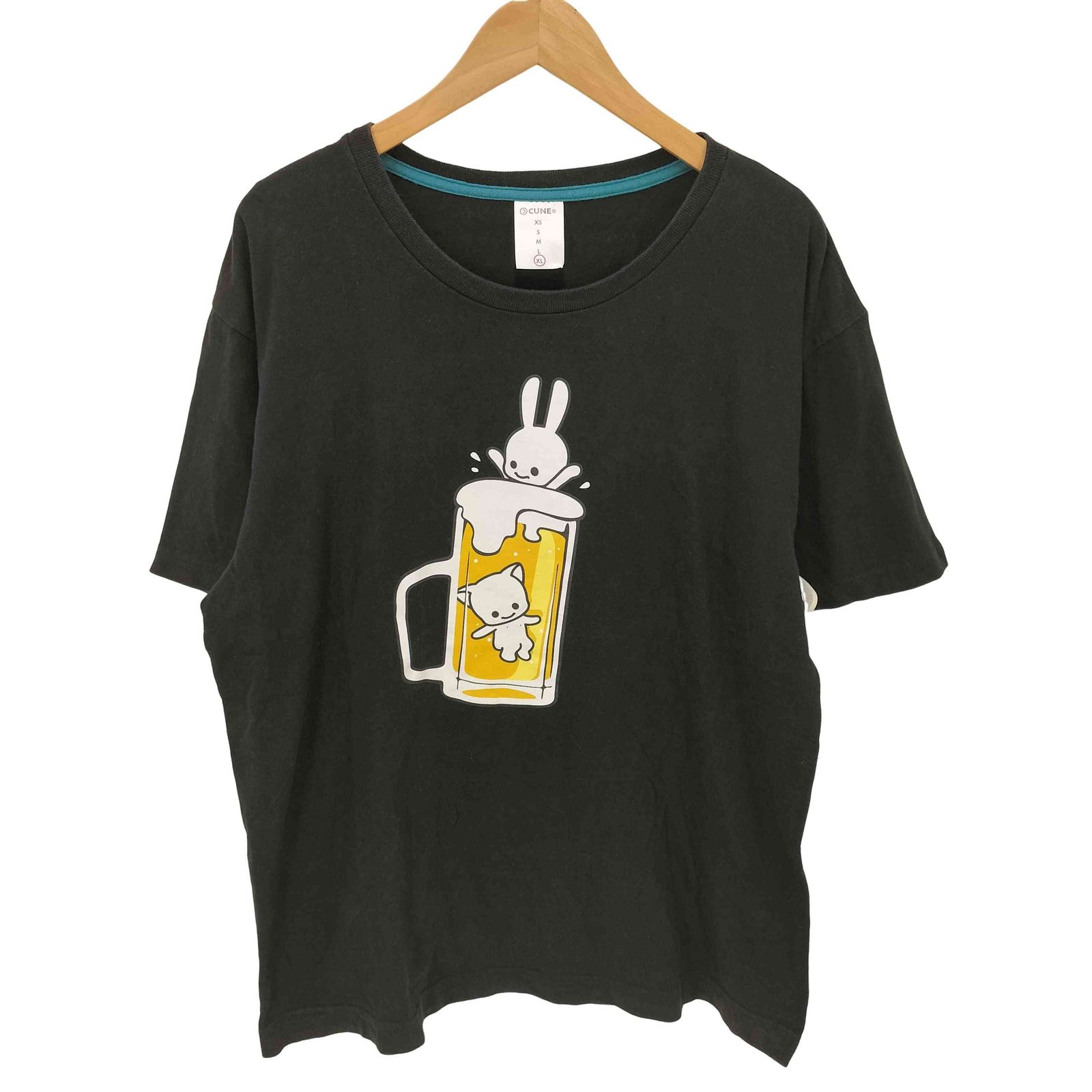 キューン CUNE S/S TEE ウサギ ビールジョッキ グラフィック プリント 