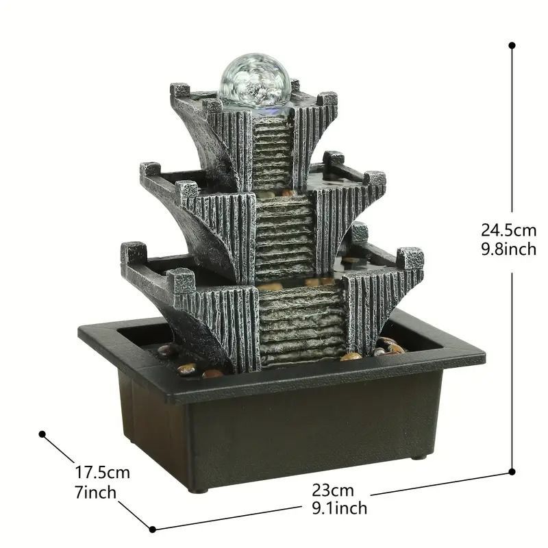 卓上噴水 屋内 滝 瞑想 噴水 岩の層 卓上 卓上噴水 LEDライト