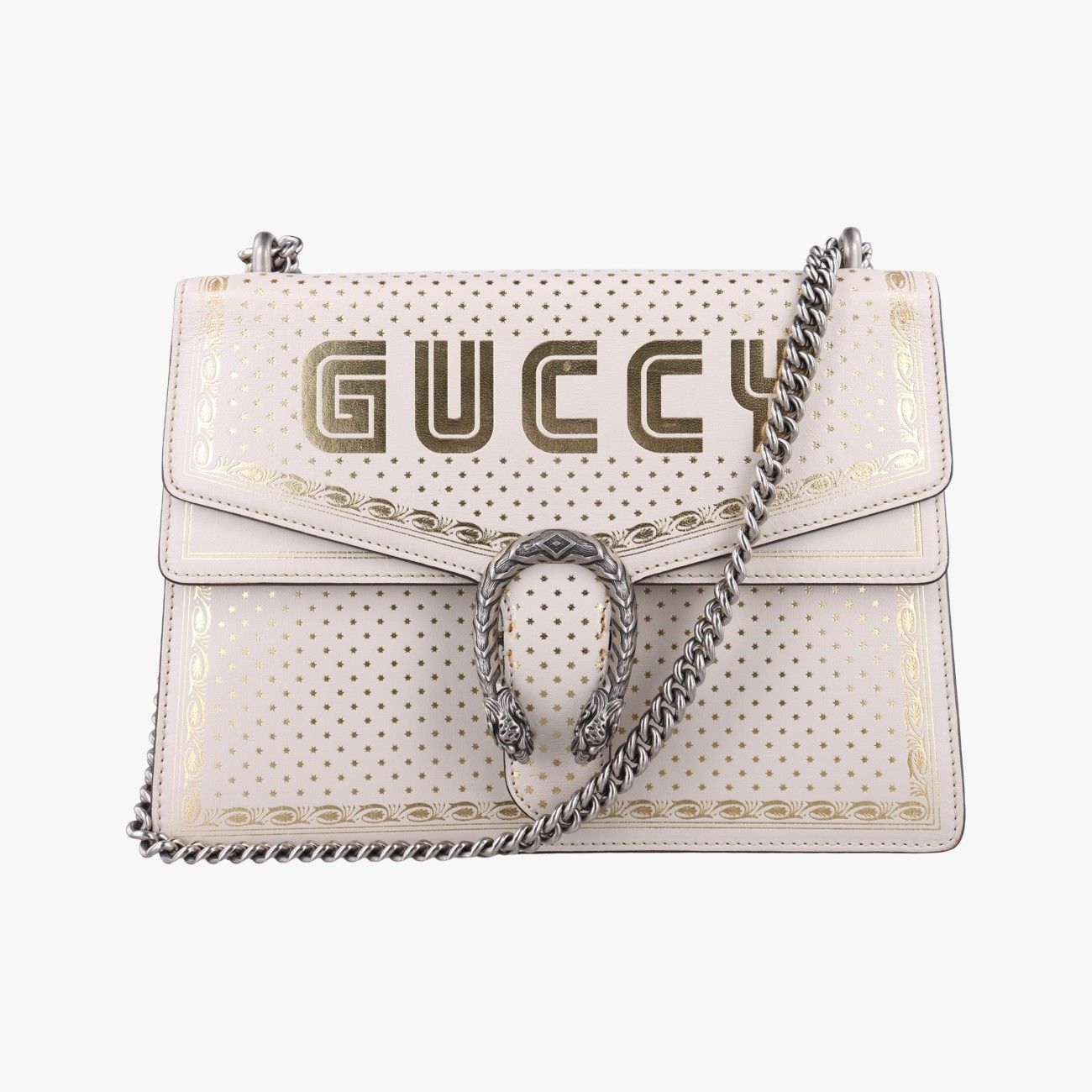 グッチGucciセガ コラボ ディオニュソス スター ホワイト×ゴールド レザー 400235 F024825880