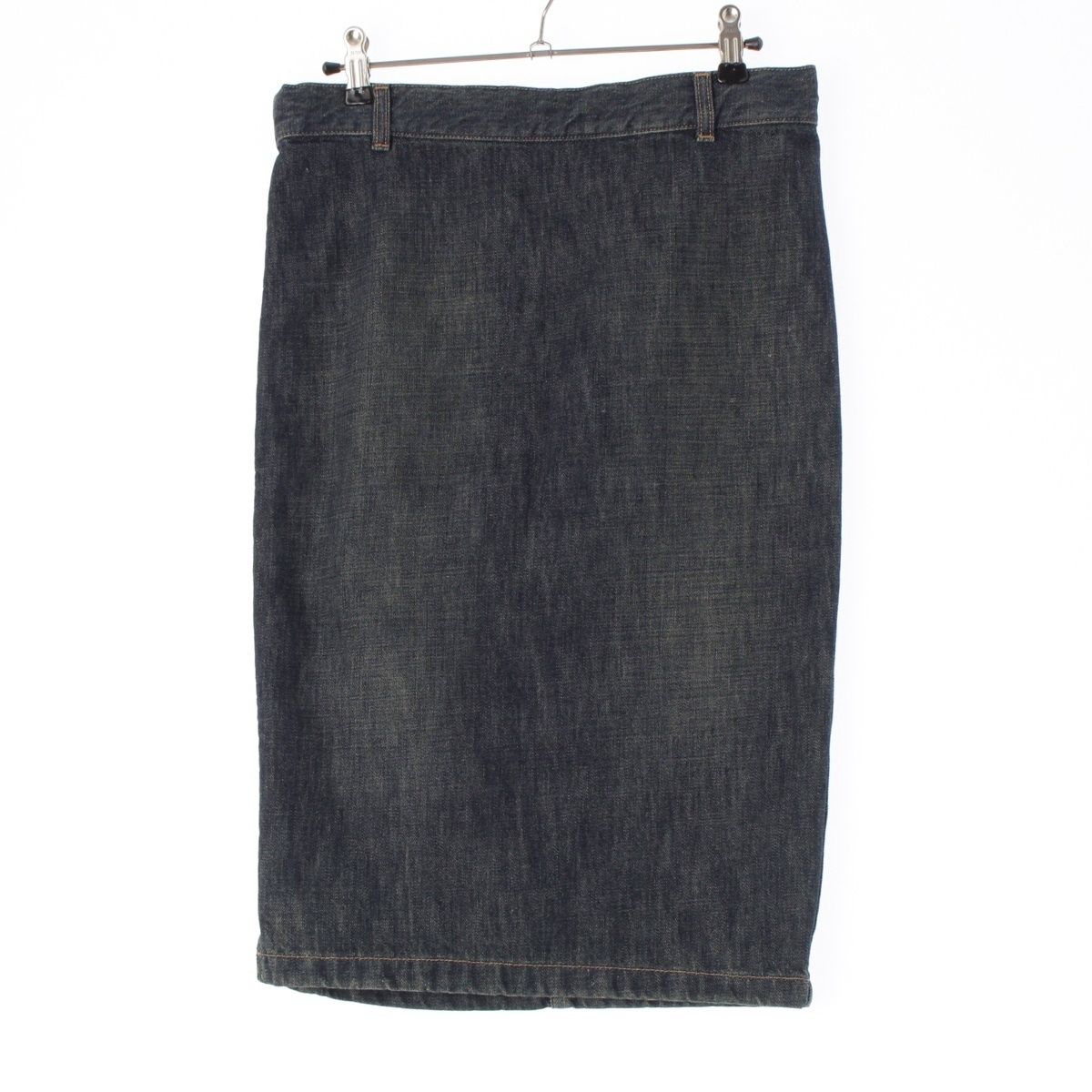 激安で季節を先取り。 グッチ 2001年 コットン トムフォード期 ロゴパッチ サイドジップ デニム スカート ボトムス インディゴ 38