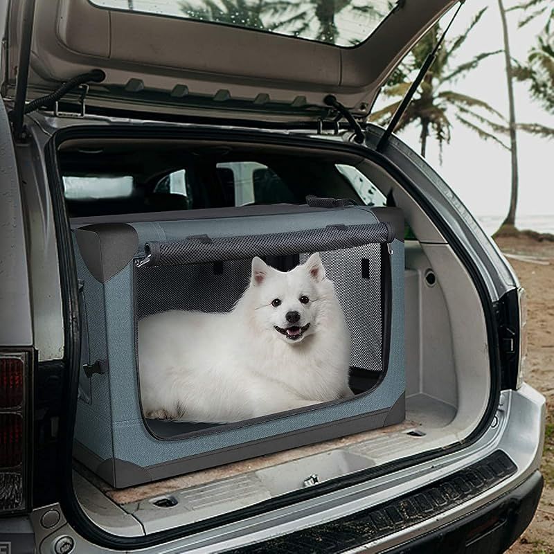 Totoro ball 折りたたみペットケージ 犬ケージ 犬用クレート 猫用キャリー カート 犬 車用ケージ 持ち手付き 犬猫兼用 折りたたみ簡単 室内休憩 急な来客時 アウトドア 病院 キャンプに大活躍 M ダークグリーン 1