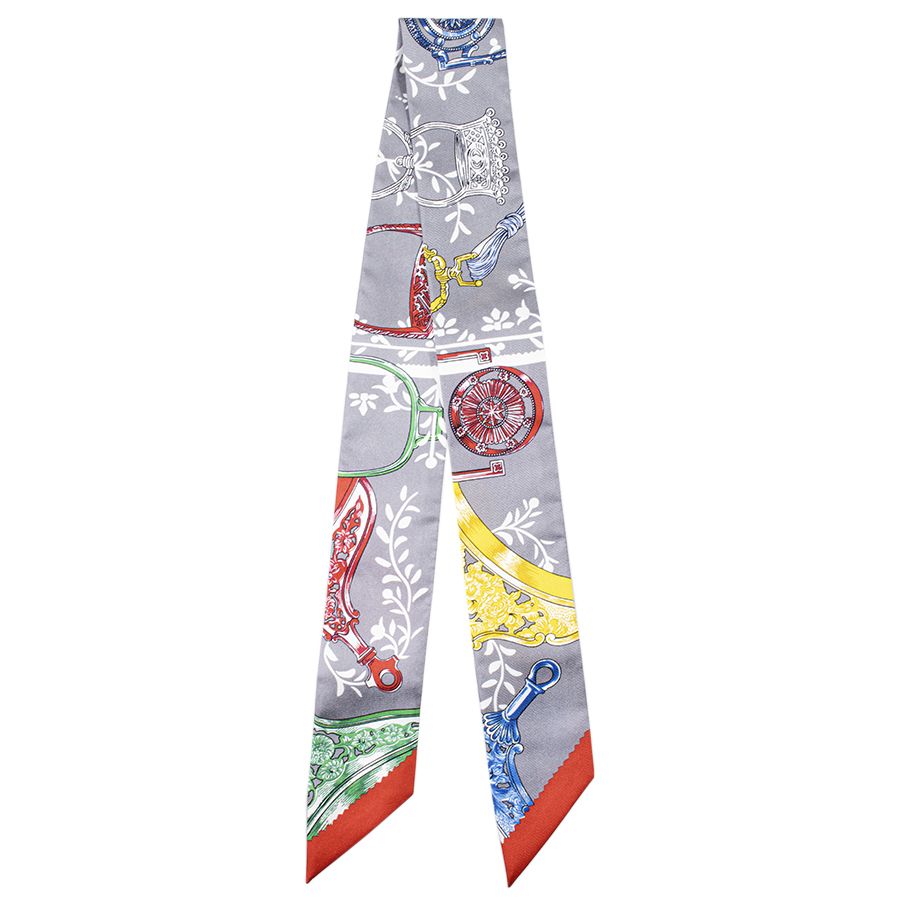 HERMES エルメス Etriers Remix 鐙 リミックス 063502S 07 ツイリー 2021SS スカーフ グレー マルチ