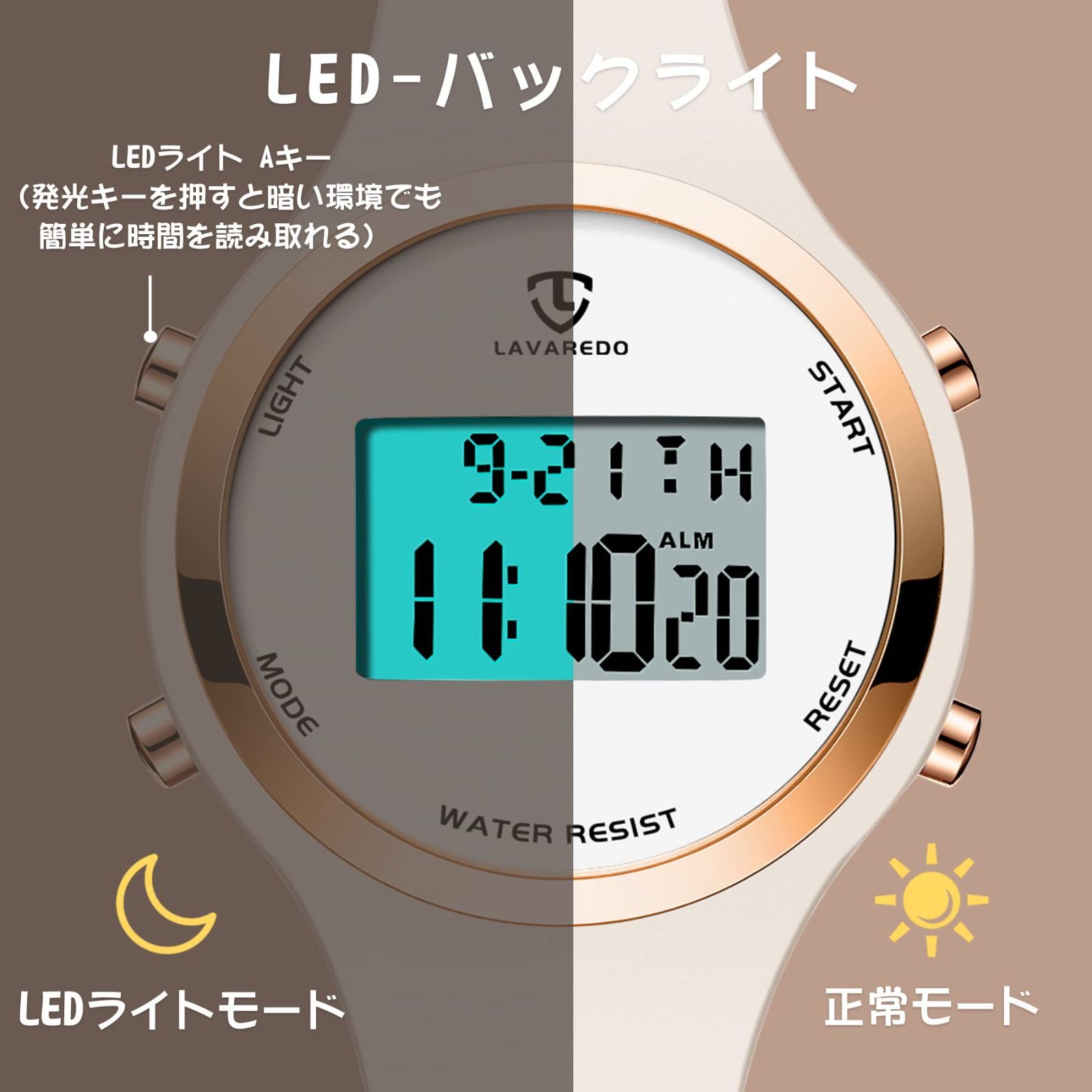 男女兼用 LED 防水 スポーツ デジタル ウォッチ 腕時計 青