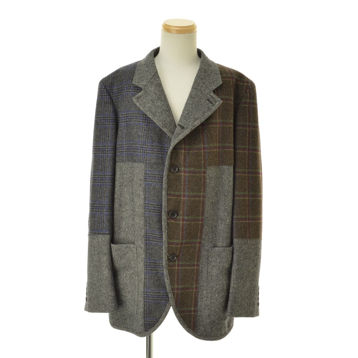 美品 コムデギャルソン 21AW ウールツイードパッチワークジャケット XL【COMME des GARCONS HOMME DEUX / コムデギャルソン オムドゥ】21AW