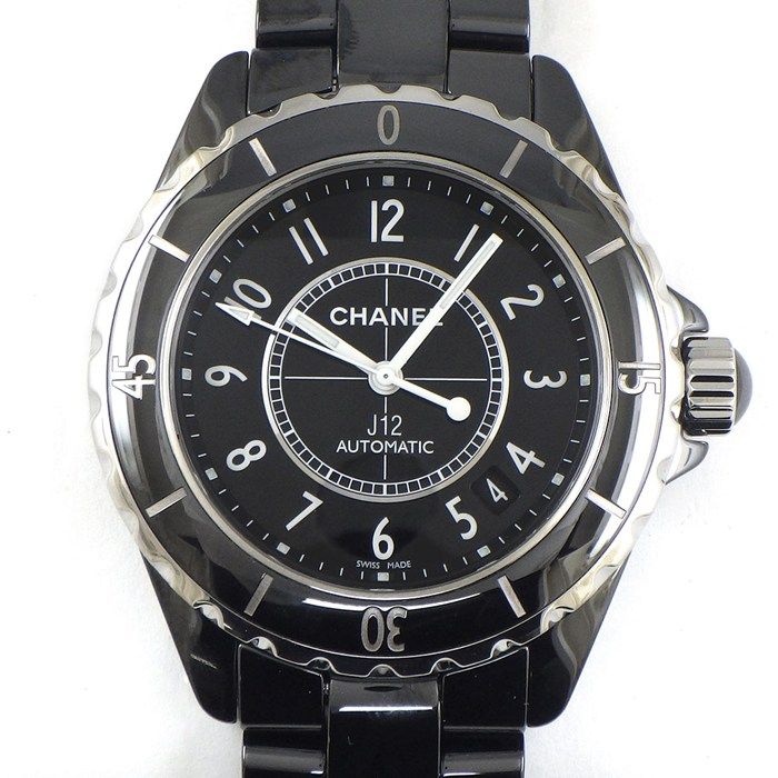 シャネル CHANEL 腕時計 J12 H0685 デイト 回転ベゼル 夜光インデックス 夜光針 ブラック文字盤 SS ブラックセラミック 自動巻き