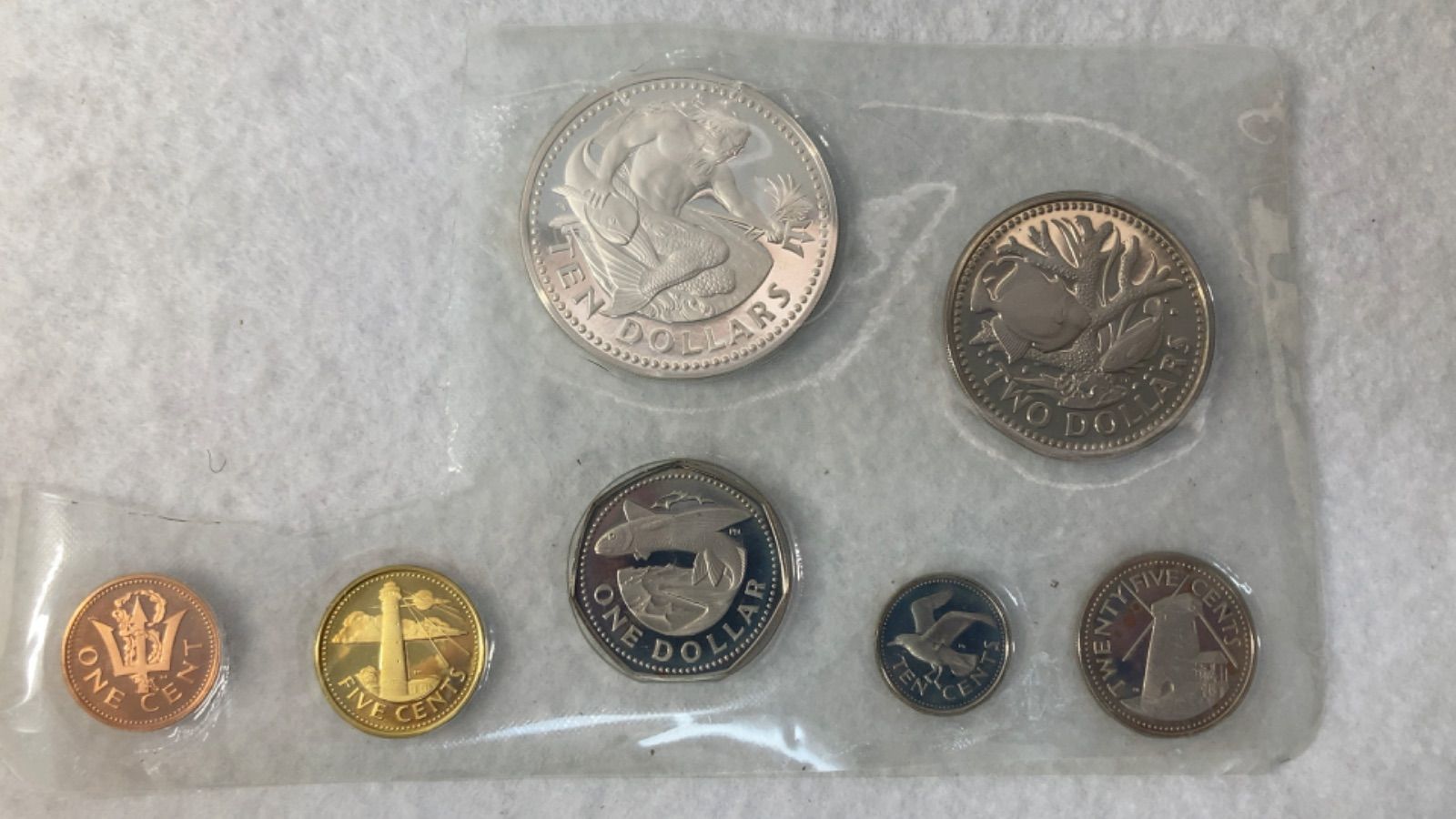 バルバドス 1973年 10ドル銀貨/白銅貨 2枚 バルバドス 1973年銀貨 コイン美