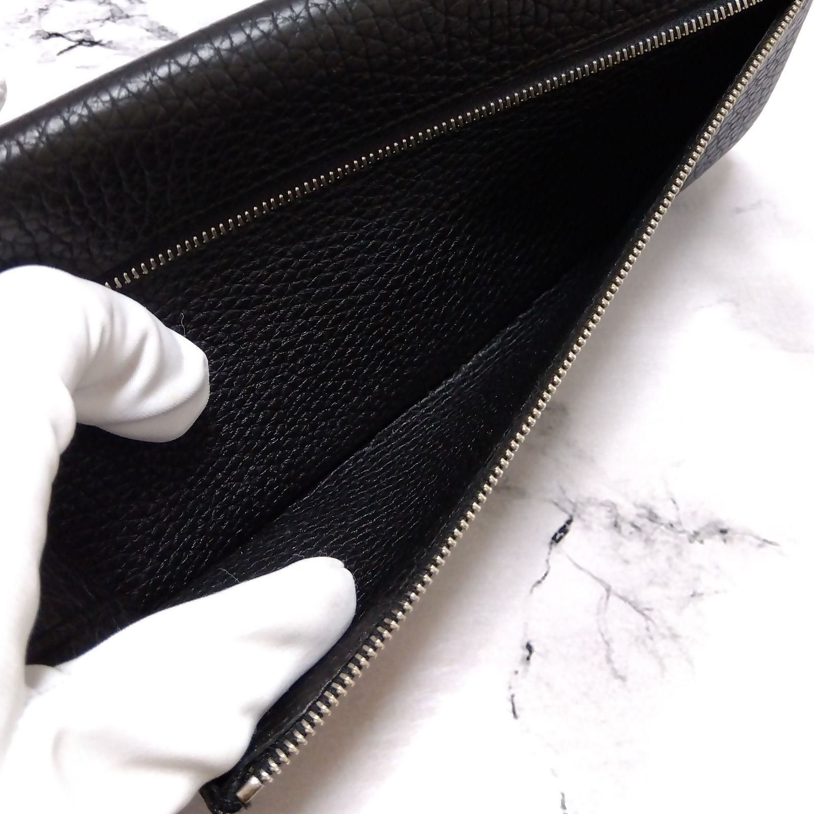 HERMES エルメス ドゴンロング トゴ 長財布 ブラック シルバー金具 □M 