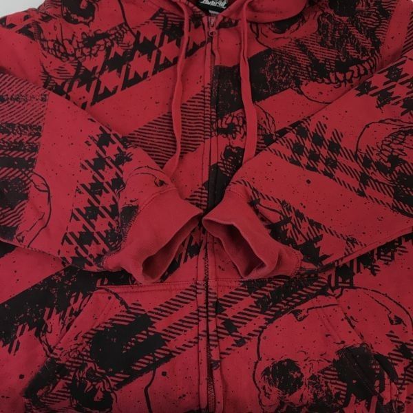 ハイブリッドティーズ/Hybrid Tees☆スカル総柄/裏起毛/ジップアップ 