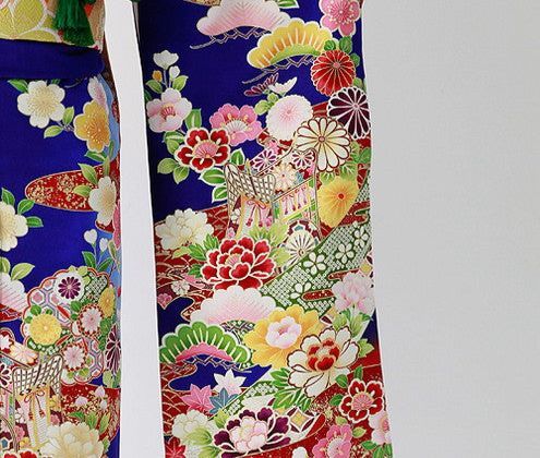 振袖 身長148-163cm 青 bl-031（レンタル】【成人式用】 振袖
