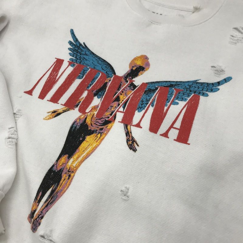 NIRVANA★ニルヴァーナ★BLEACH★クラッシュ加工★スウェットトレーナー NIRVANA スウェット ニルヴァーナ トレーナー クラッシュ ダメージ加工