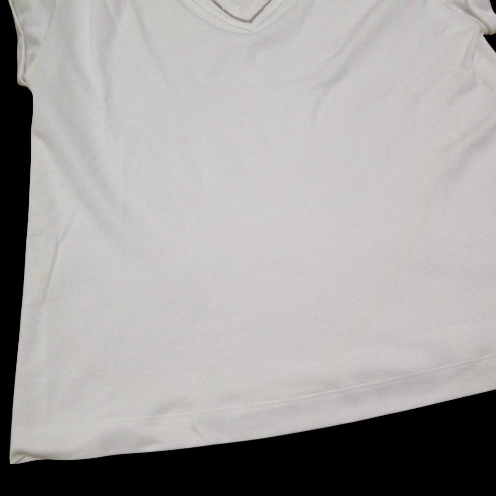 BRUNELLO CUCINELLI ブルネロクチネリ モニーレ Vネック 半袖 Tシャツ Mサイズ ホワイト レディース 古着 中古 BRUNELLO CUCINELLI ブルネロクチネリ モニーレ Vネック 半袖 T