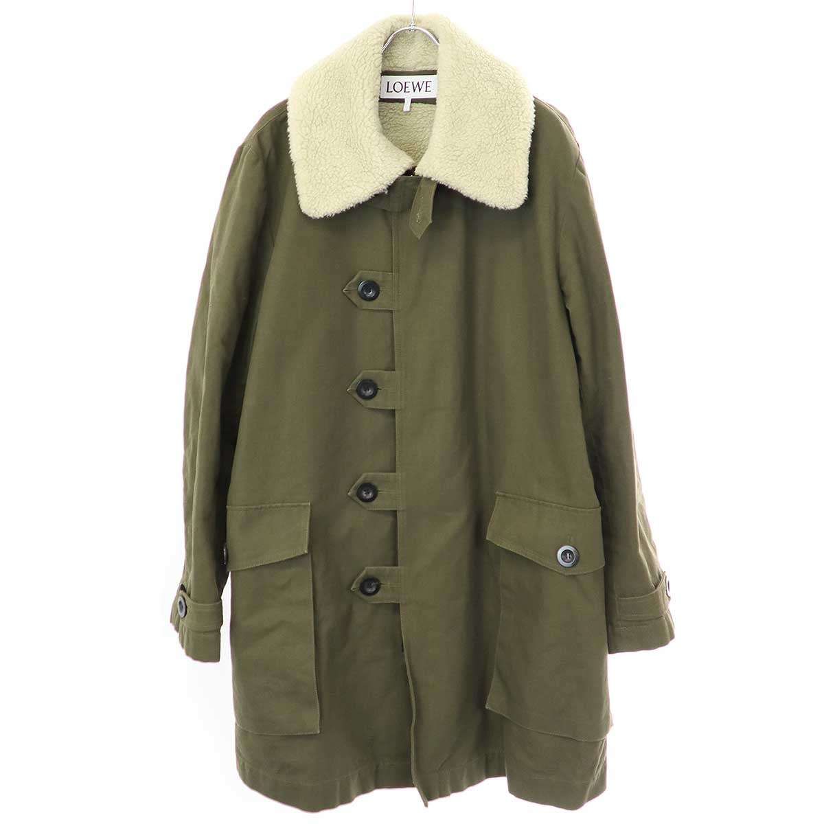LOEWE ロエベ SAMPLE フェイクシアリングカラーギャバジンコート  カーキ 46