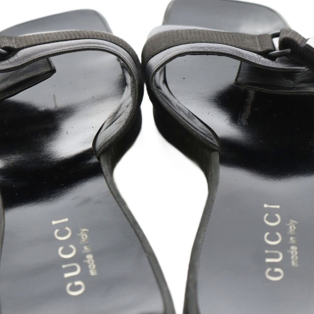 GUCCI ヒールサンダル GUCCI(グッチ) ウェッジソールヒールサンダル カーキ×ネイビー