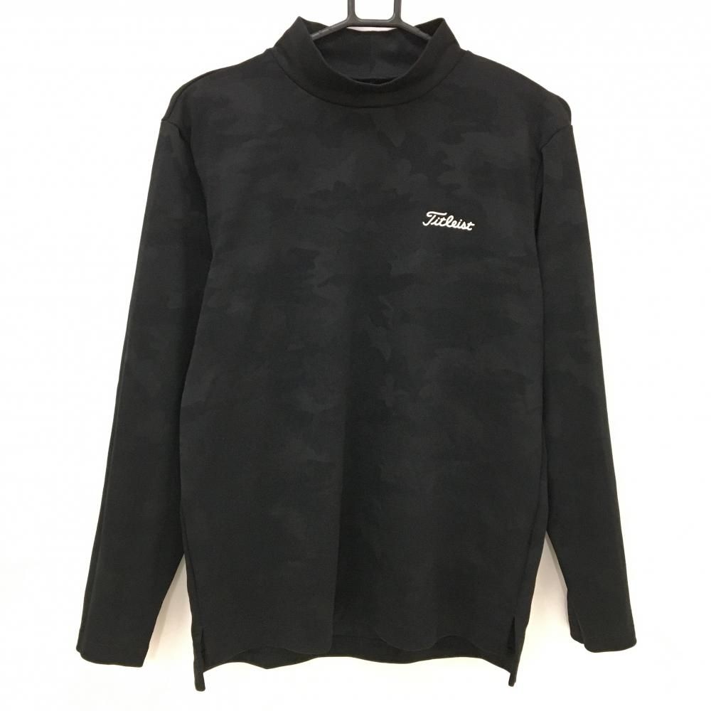 超美品】タイトリスト 長袖ハイネックシャツ 黒 カモフラ地模様