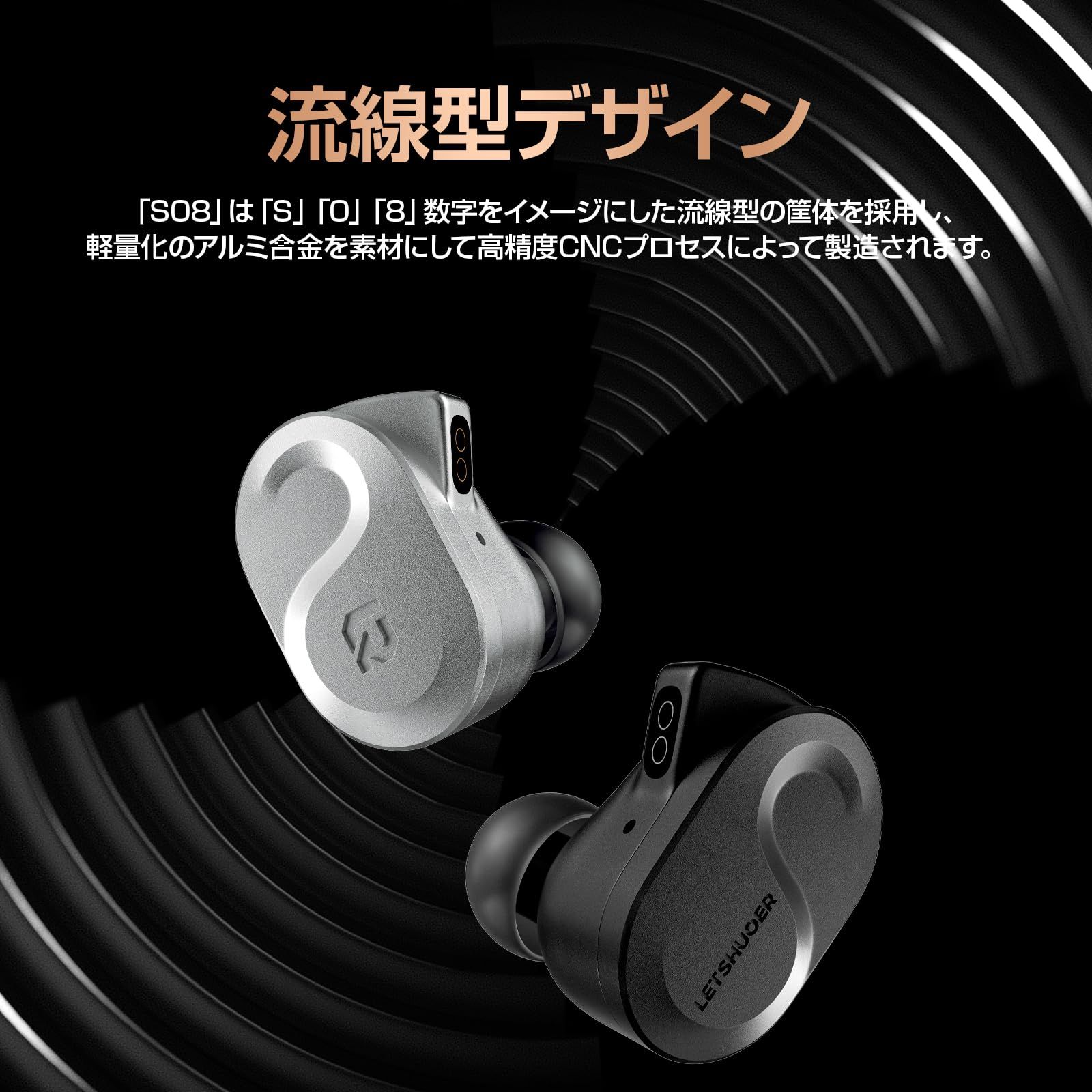 イヤホン LETSHUOER S08 LETSUOER S08 IEM 13mm Planar Magnetic Driver in Ear Monitor