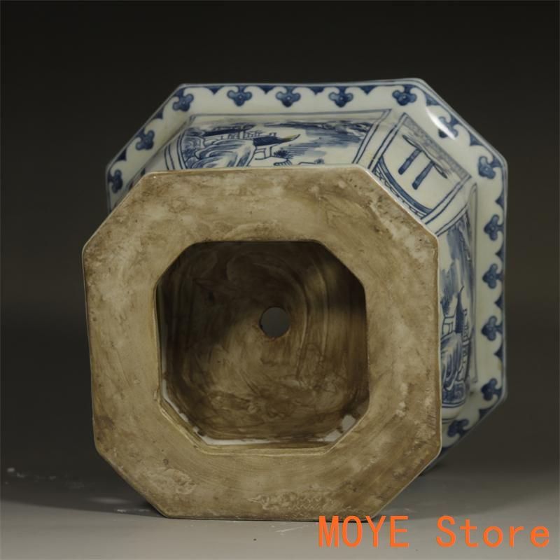 青花寿の山水紋高足四方鉢 陶磁器 工芸品 美術品 置物 - メルカリ