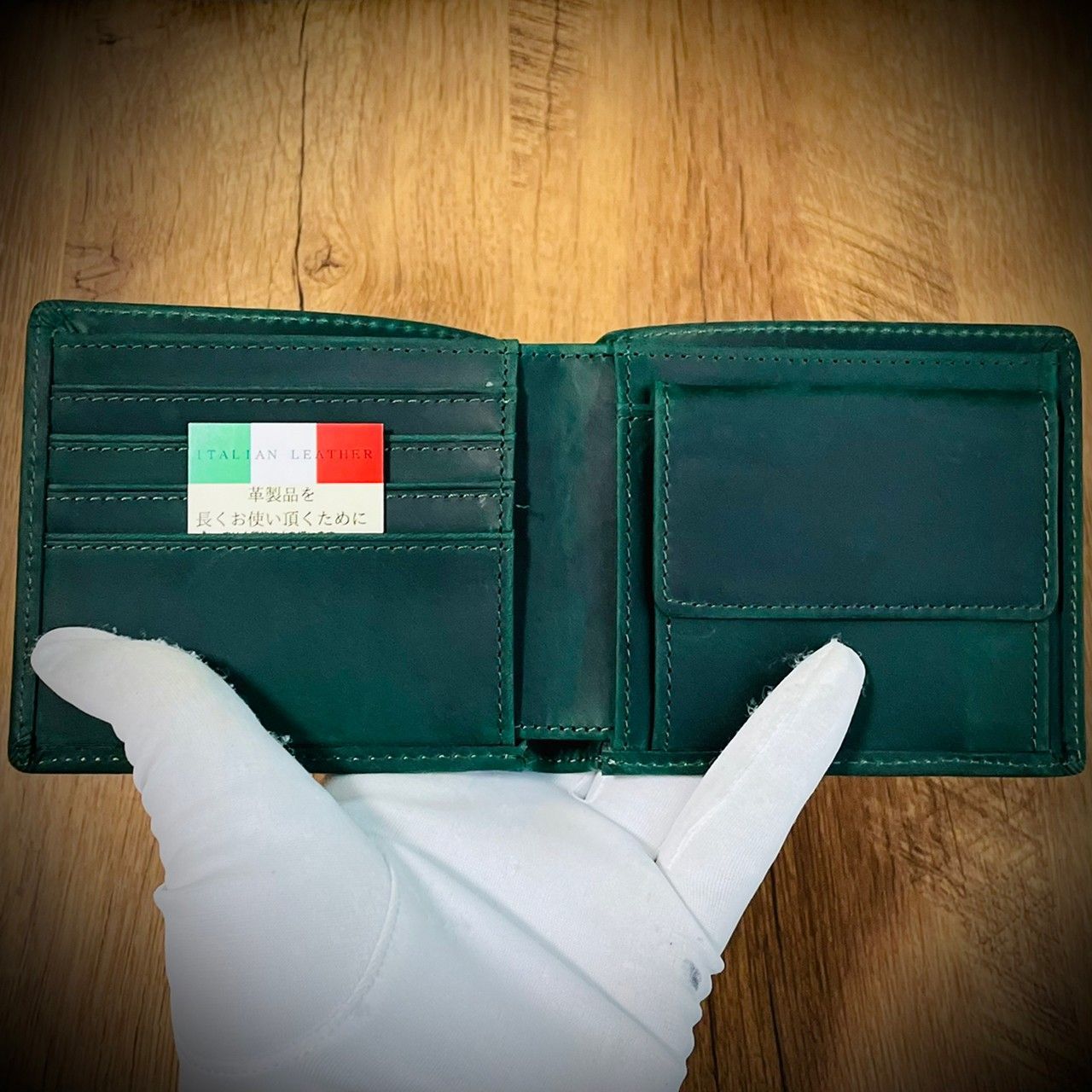 イタリアンレザー ヌバック 折財布 二つ折り 本革 牛革 経年変化 