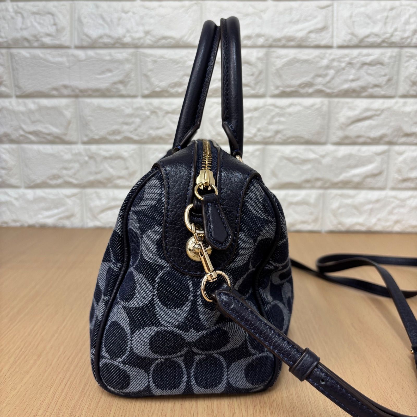 ◎COACH コーチ 2way ミニボストンバッグ ショルダーバッグ デニム地
