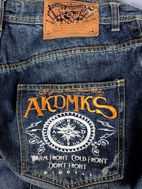 AKADEMIKS AKDMKS アカデミクス 刺繍 デニムボトム サイズ38 05081014 ...