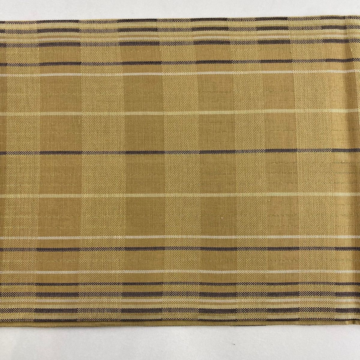帯/袋帯/幾何学模様/ ベージュ系 袋帯 美品 秀品 段縞 幾何学模様 ベージュ 全通 正絹 【中古