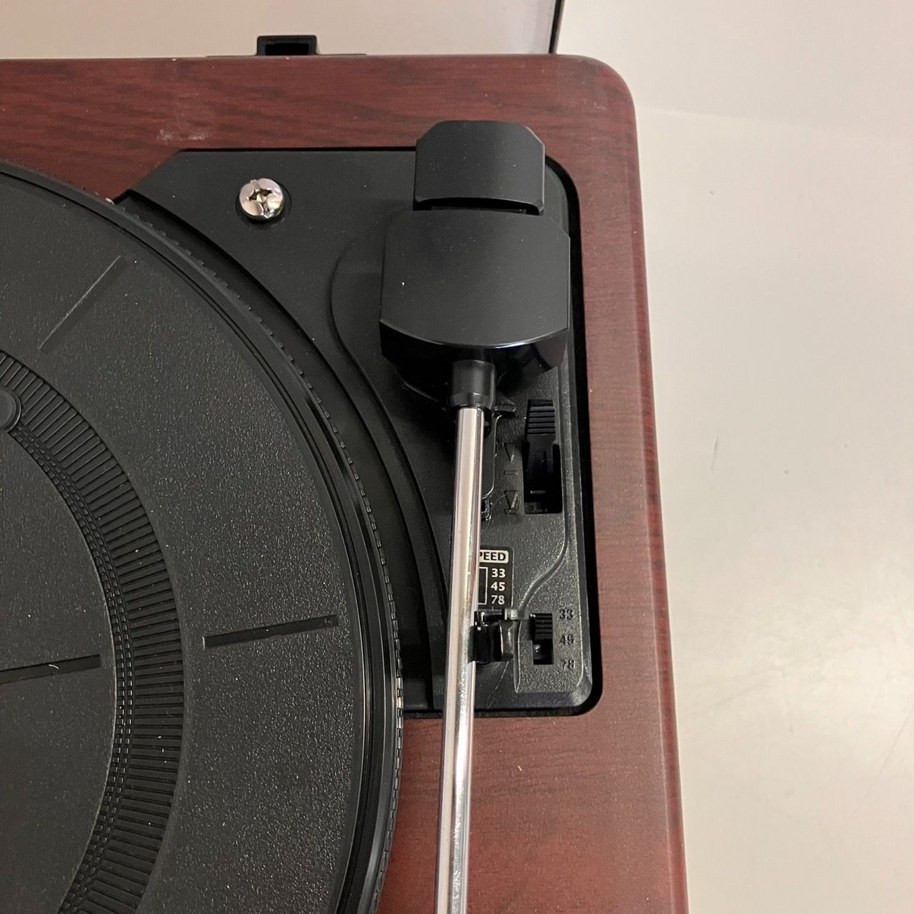 ターンテーブル|カセットプレーヤー付CDレコーダー レコード部クリアケース丁番部
