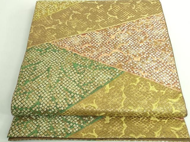 平和屋着物□極上 西陣 川島織物 六通柄 本袋帯 切嵌鹿の子文 金糸