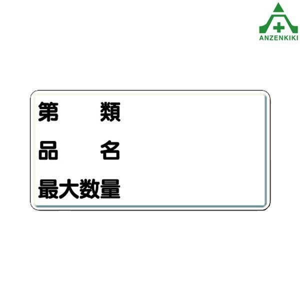 319-13 危険物標識 ｢第 類 品名 最大数量｣ 鉄板 ヨコ型 (600