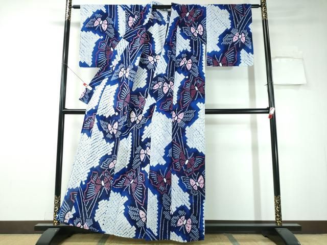 平和屋着物∴夏物　訪問着　浴衣　絞り　鯉の滝登り　青海波　綿　逸品　CAAY4567ng 平和屋着物∴夏物 訪問着 浴衣 絞り 鯉の滝登り 青海波 綿 逸品 CAAY4567ng