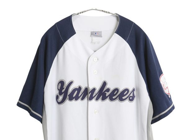 ヤンキース ベースボール シャツ メンズ L 程 MLB オフィシャル 大リーグ ユニフォーム ゲームシャツ 半袖シャツ 重ね着 前開き 半袖シャツ ヤンキース ベースボール シャツ メンズ L 程 MLB オフィシャル