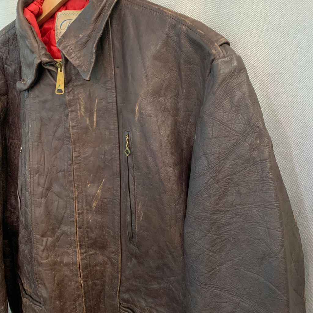 50s vintge SEARS シアーズ Roebuck ローバック Fieldmaster フィールドマスター レザー ステアハイド カーコート ジャケット STEER HIDE Brown ブラウン 茶 No.I359