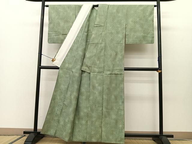 平和屋着物▽上質な紬 単衣 間道 正絹 逸品 BAAS8023yc