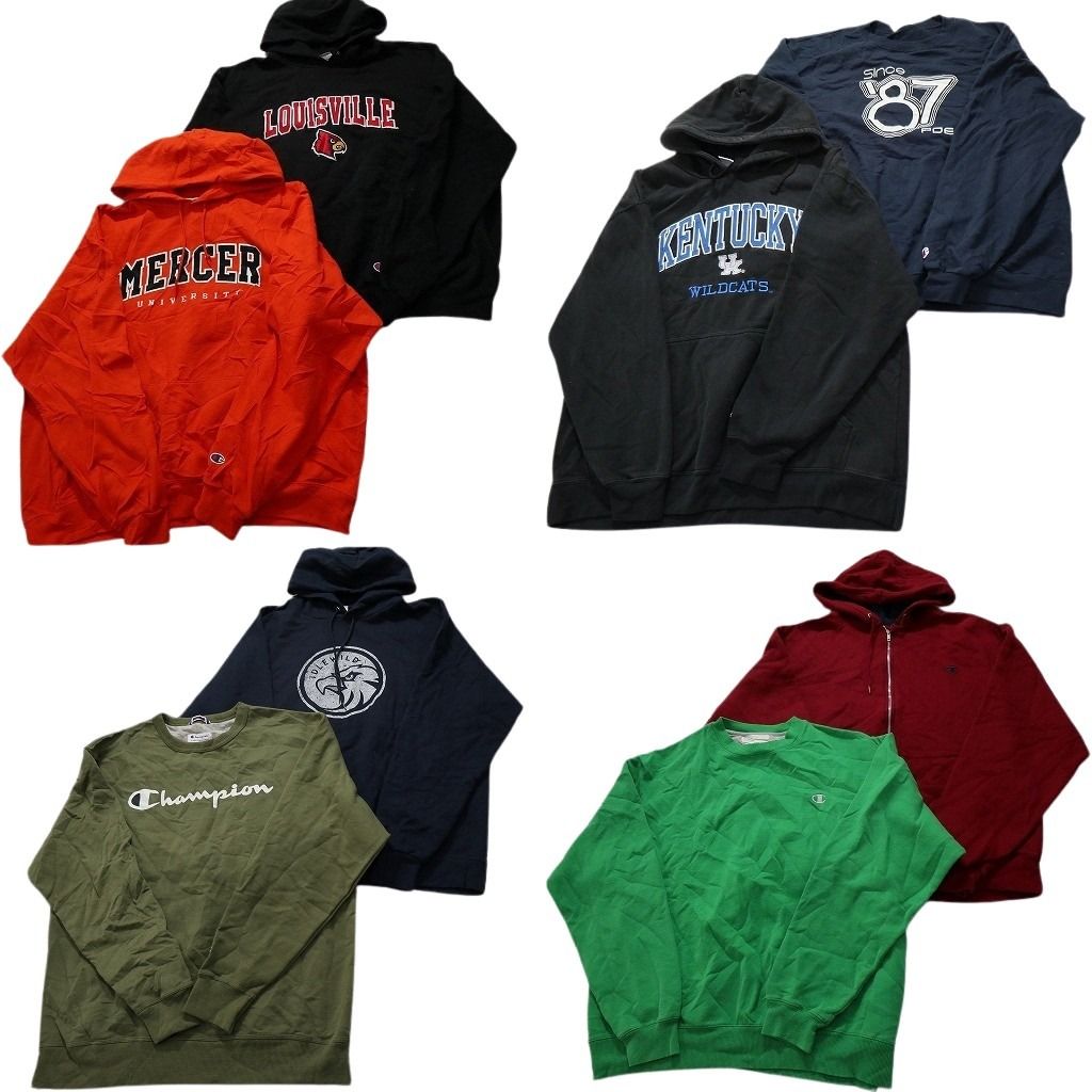 古着卸 まとめ売り チャンピオン Champion スウェット 8枚セット メンズ XL |2XL フルジップ カレッジ風 ルイビル 古着 NC0998