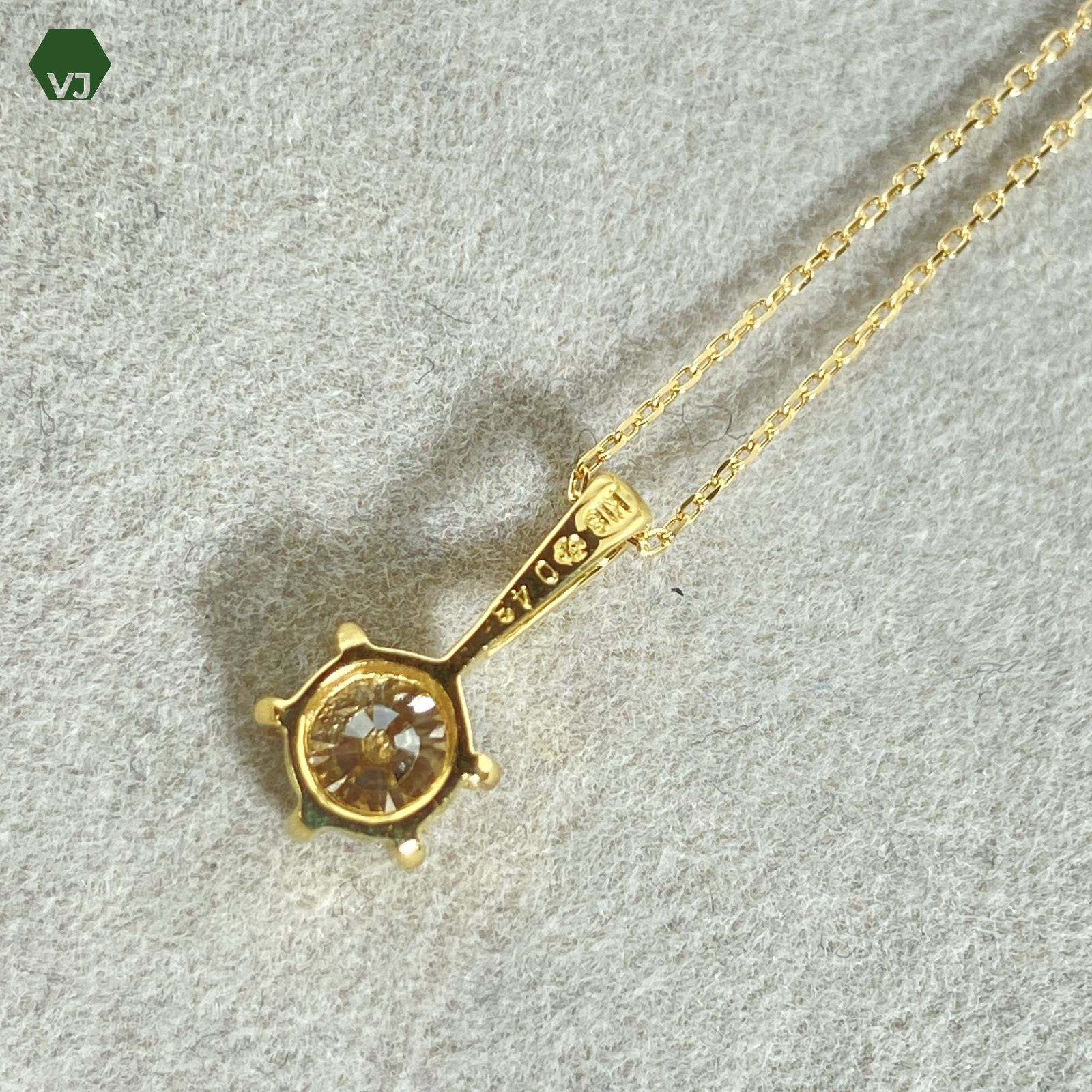 25‐09】一粒 ダイヤモンド ネックレス D0.43ct【中古】【K18YG】【40 
