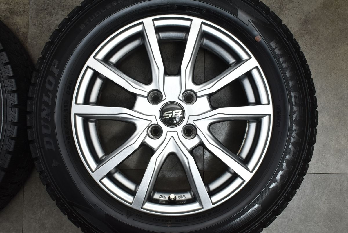 【程度良好品】SR 15in 5.5J +42 PCD100 ダンロップ ウィンターマックス WM02 185/65R15 フィールダー アクア ノート MAZDA2 デミオ