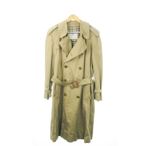 アクアスキュータム AQUASCUTUM ヴィンテージ トレンチコート ロング ダブル コットン ベルト クラブチェック 緑 グリーン カーキ |MN10 GY18