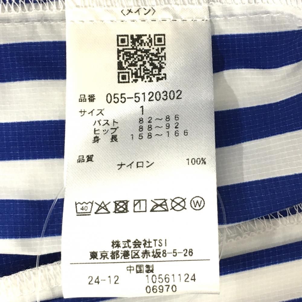 パーリーゲイツ ストライプフルジップパーカー 超美品】パーリーゲイツ ジップパーカー 白×ブルー ストライプ