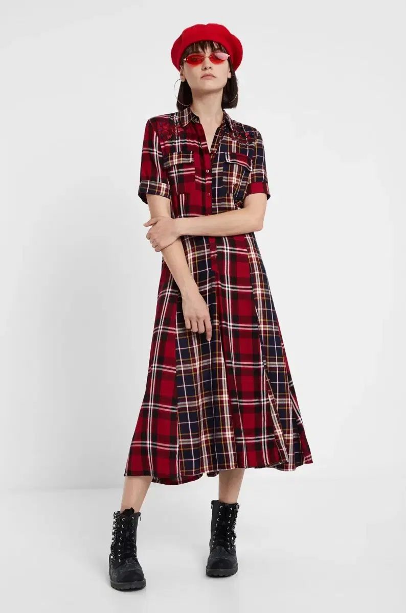 Desigual デシグエル チェック ロング丈ワンピース
