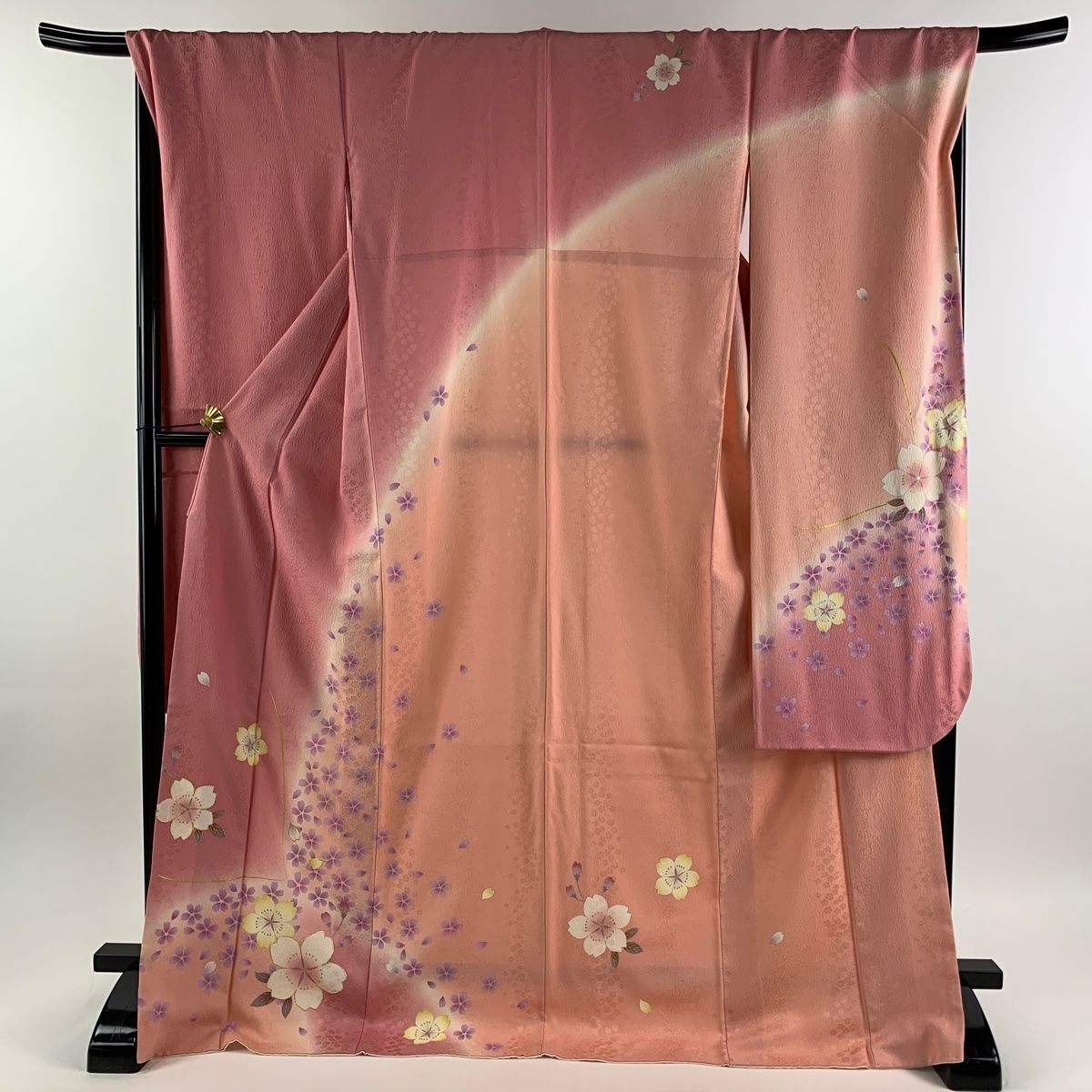 振袖 身丈173.5cm 裄丈70cm L 袷 桜 桜の花びら 金糸 金彩 ピンク 正絹 